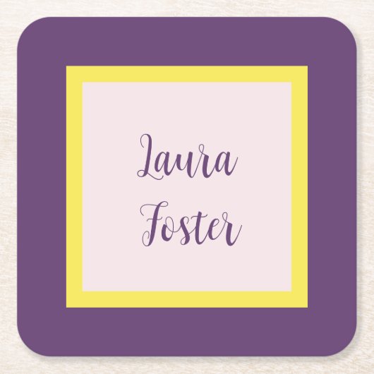Handwriting Eleganter Name Indigo Yellow Rose Quar Rechteckiger Pappuntersetzer (Vorderseite)