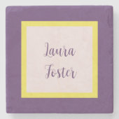 Handwriting Eleganter Name Indigo Yellow Rose Quar Steinuntersetzer (Vorderseite)
