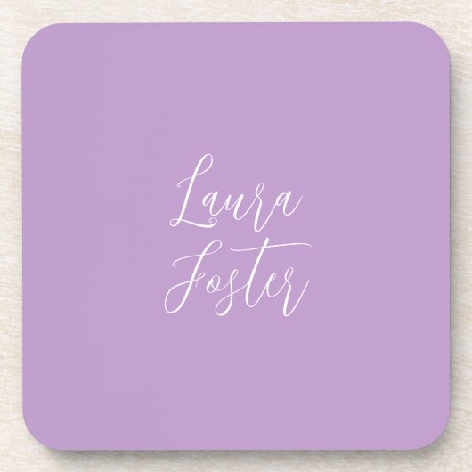Handwriting Eleganter Name Lilac & Rosa Farbe Getränkeuntersetzer (Vorderseite)