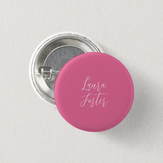 Handwriting Eleganter Name Rosa Farbe Button (Vorne & Hinten)