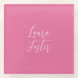 Handwriting Eleganter Name Rosa Farbe Glasuntersetzer