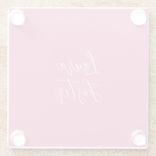 Handwriting Eleganter Name Rosa Farbe Glasuntersetzer (Rückseite)