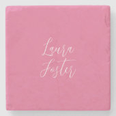 Handwriting Eleganter Name Rosa Farbe Steinuntersetzer (Vorderseite)