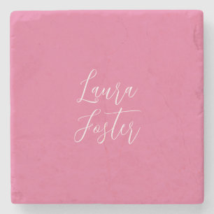 Handwriting Eleganter Name Rosa Farbe Steinuntersetzer