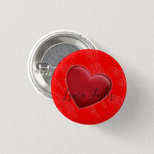 Handwriting Eleganter Name Rotes Herz Liebe Romanc Button (Vorne & Hinten)