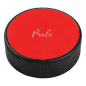 Handwriting Elegantname Red Color Schlicht Eishockey Puck (3/4)