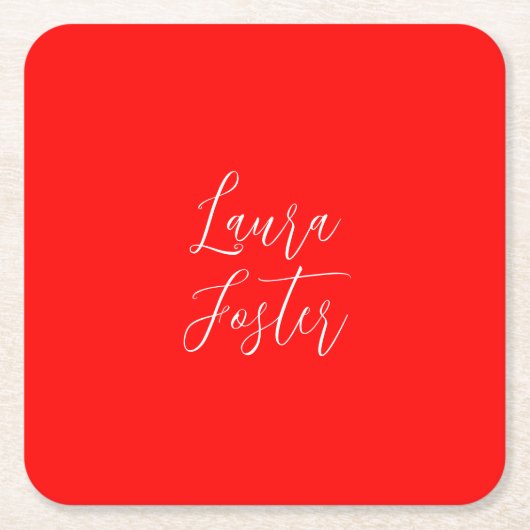 Handwriting Elegantname Red Color Schlicht Rechteckiger Pappuntersetzer (Vorderseite)