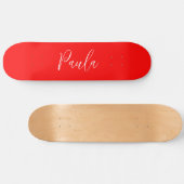 Handwriting Elegantname Red Color Schlicht Skateboard (Horizontal)