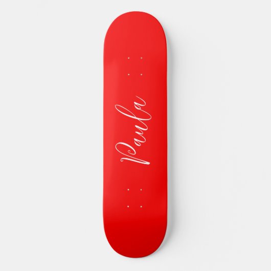 Handwriting Elegantname Red Color Schlicht Skateboard (Vorderseite)