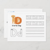 Handwriting-FlashCards für Kindergarten | D,E | Postkarte (Vorne/Hinten)