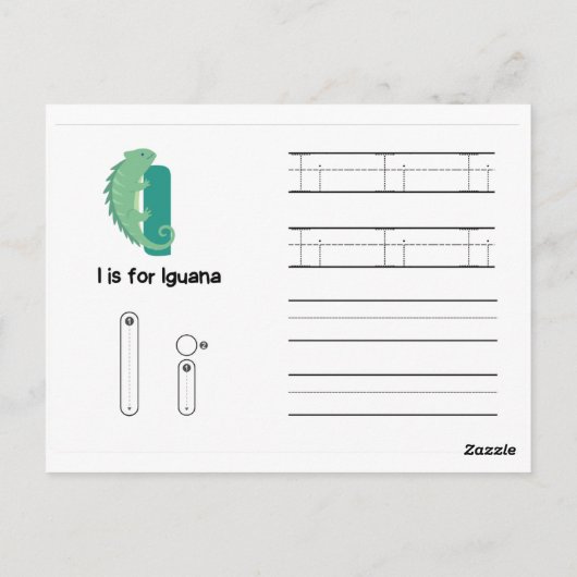 Handwriting-FlashCards für Kindergarten | H, I | Postkarte (Rückseite)