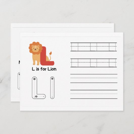 Handwriting-FlashCards für Kindergarten | L,M | Postkarte (Vorne/Hinten)