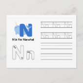 Handwriting-FlashCards für Kindergarten | N,O | Postkarte (Vorderseite)