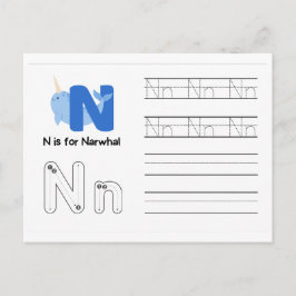 Handwriting-FlashCards für Kindergarten | N,O | Postkarte