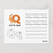 Handwriting-FlashCards für Kindergarten | P,Q | Postkarte (Rückseite)