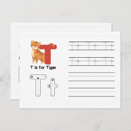 Handwriting-FlashCards für Kindergarten | T,U | Postkarte (Vorne/Hinten)