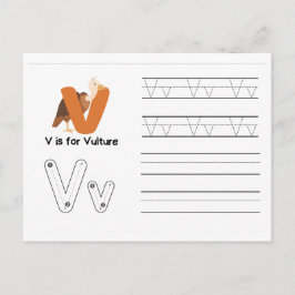 Handwriting-FlashCards für Kindergarten | V,W | Postkarte