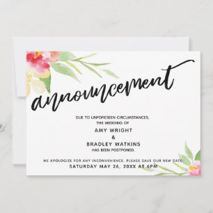 Handwriting Floral verzögert Hochzeitsankündigung Einladung
