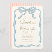 Handwriting Funky Blue Ribbon gestreift Einladung