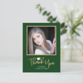Handwriting Gold & Dark Green Abschluss Vielen Dan Postkarte (Stehend Vorderseite)