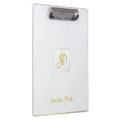 Handwriting Gold Monogram Moderne Elegante Marmor Klemmbrett (Rechts)