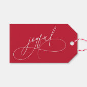Handwriting Joyful Minimalistisch Red Geschenkanhänger (Vorderseite (Horizontal))