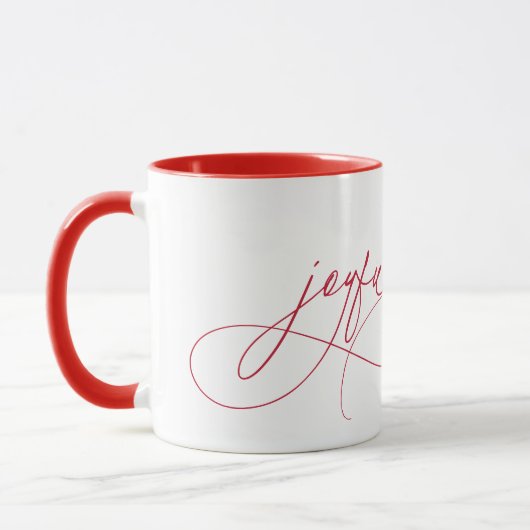 Handwriting Joyful Minimalistisch Red Tasse (Links)