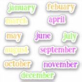 Handwriting Monate des Jahres Skriptneons Aufkleber (Vorderseite)