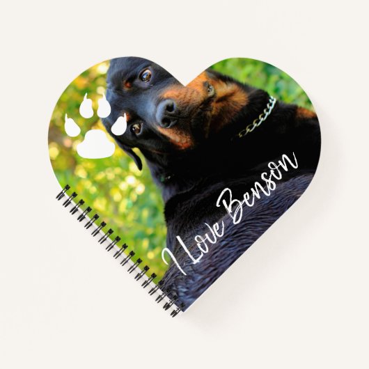 Handwriting-Overlay Rottweiller Dog Foto Notizbuch (Vorderseite)