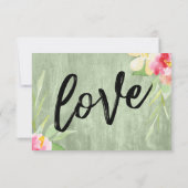 Handwriting Painted Blumengrün Holz Song Anfrage RSVP Karte (Rückseite)