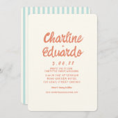 Handwriting Pastel Retro Einfache Hochzeit Einladung (Vorne/Hinten)