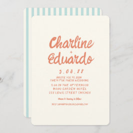 Handwriting Pastel Retro Einfache Hochzeit Einladung