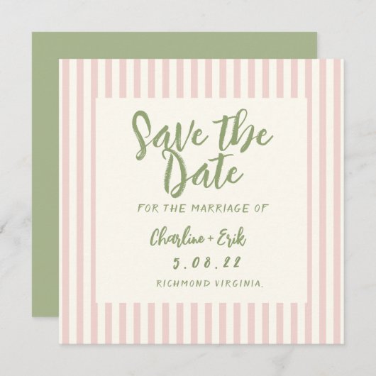 Handwriting pastel Retro Hochzeit speichern Datum Save The Date (Vorne/Hinten)