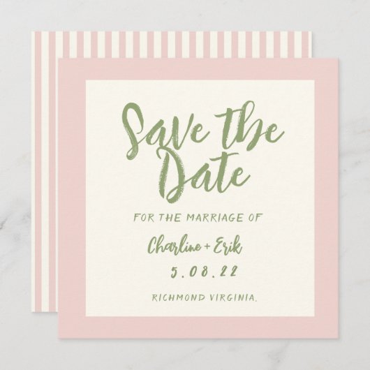 Handwriting pastel Retro Hochzeit speichern Datum Save The Date (Vorne/Hinten)