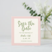 Handwriting pastel Retro Hochzeit speichern Datum Save The Date (Stehend Vorderseite)