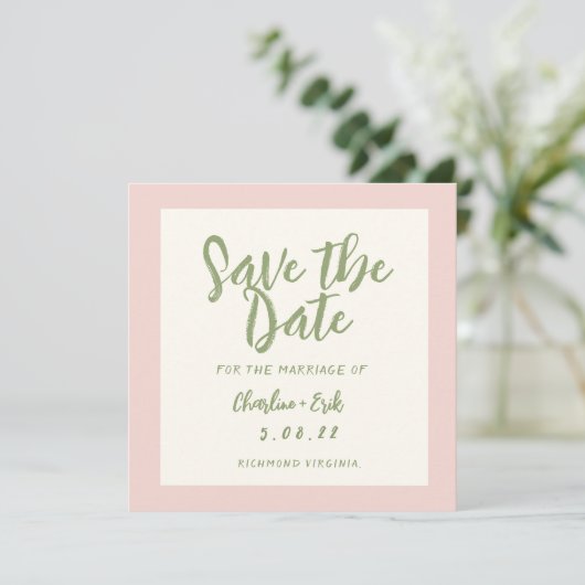 Handwriting pastel Retro Hochzeit speichern Datum Save The Date (Stehend Vorderseite)