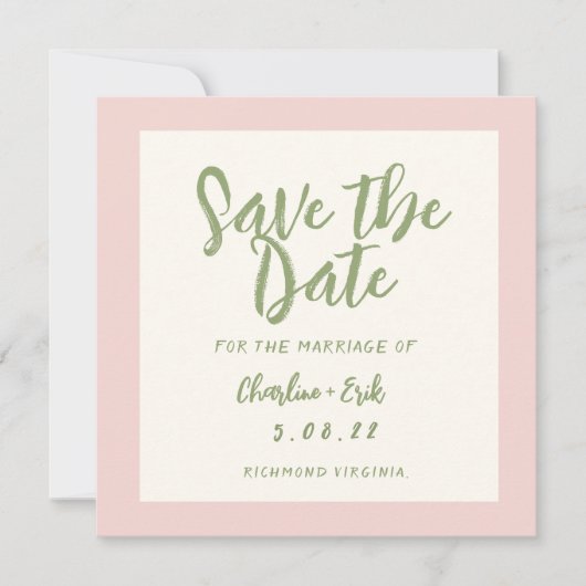 Handwriting pastel Retro Hochzeit speichern Datum Save The Date (Vorderseite)