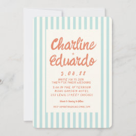 Handwriting Pastel Retro Hochzeitkarte Einladung