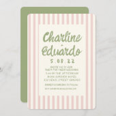 Handwriting Pastel Retro Hochzeitkarte Einladung (Vorne/Hinten)