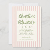Handwriting Pastel Retro Hochzeitkarte Einladung (Vorderseite)