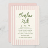 Handwriting Pastel Retro Hochzeitkarte Einladung (Vorne/Hinten)