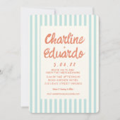 Handwriting Pastel Retro Hochzeitkarte Einladung (Vorderseite)