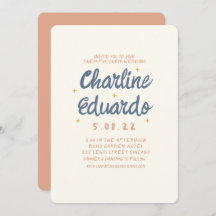 Handwriting Pastel Retro Hochzeitkarte