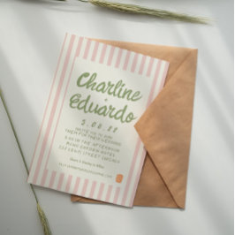 Handwriting Pastel Retro Hochzeitkarte Einladung