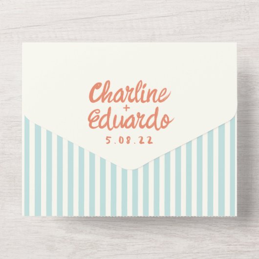 Handwriting Pastel Retro Wedding All In One Einladung (Rückseite)