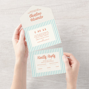 Handwriting Pastel Retro Wedding All In One Einladung