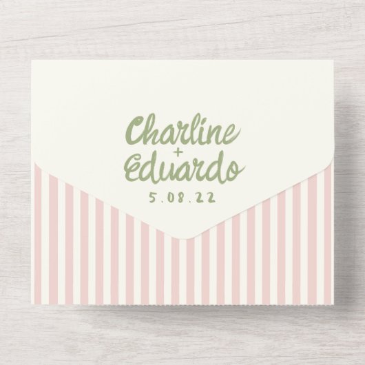 Handwriting Pastel Retro Wedding All In One Einladung (Rückseite)