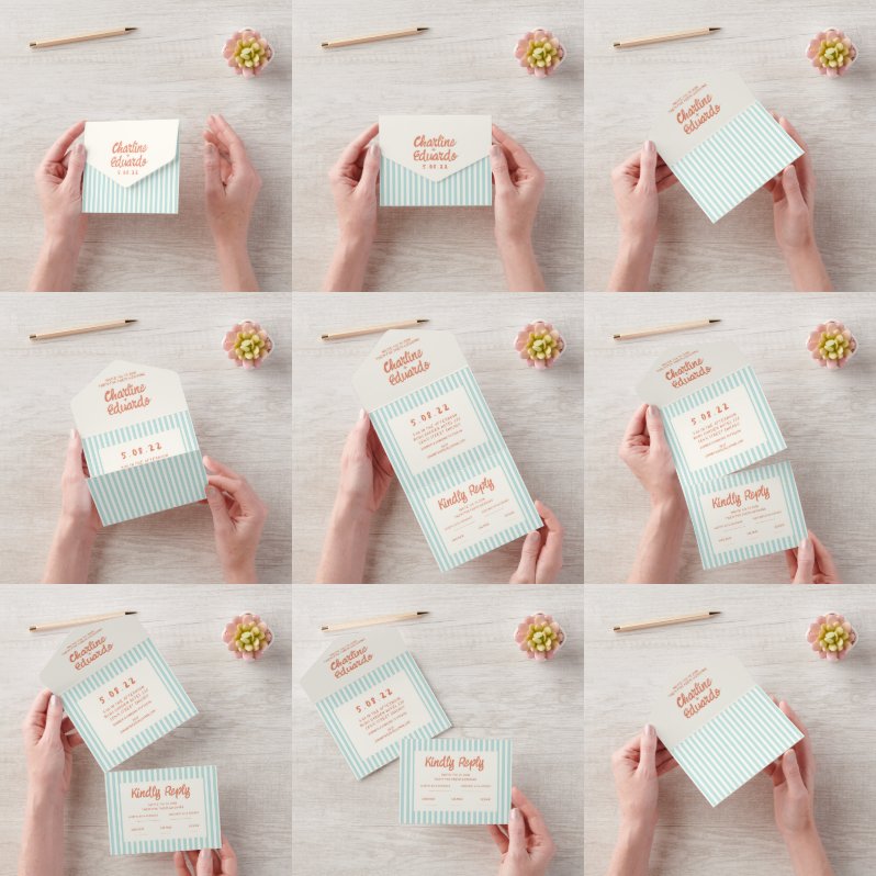 Handwriting Pastel Retro Wedding All In One Einladung