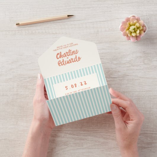 Handwriting Pastel Retro Wedding All In One Einladung (Video)