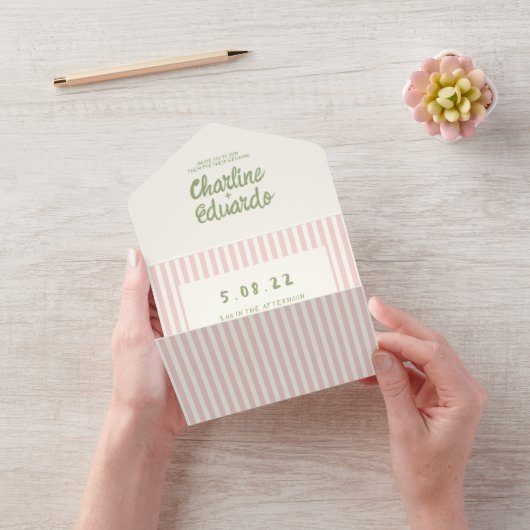 Handwriting Pastel Retro Wedding All In One Einladung (Video)